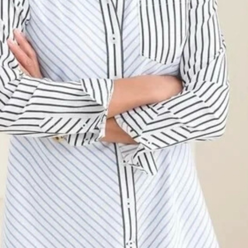 Chico's Blue and White Striped Shirt